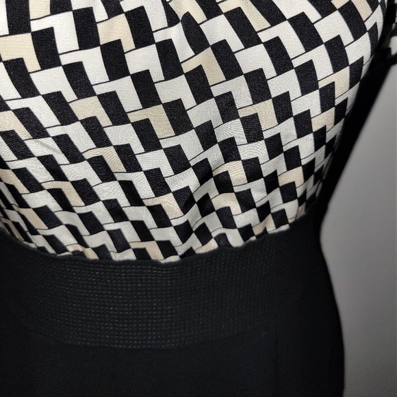 NWOT! WHBM Silk Black/Patterned Dress - 4 - Picture 3 of 4